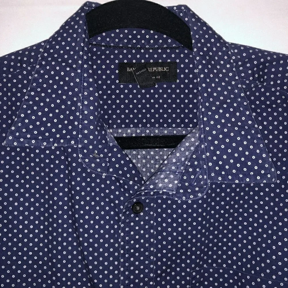 Banana Republic Navy Printed Button Down Shirt